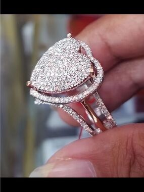 Affordable Fashion Finds Rose Gold & Silver Heart Pavé Ring